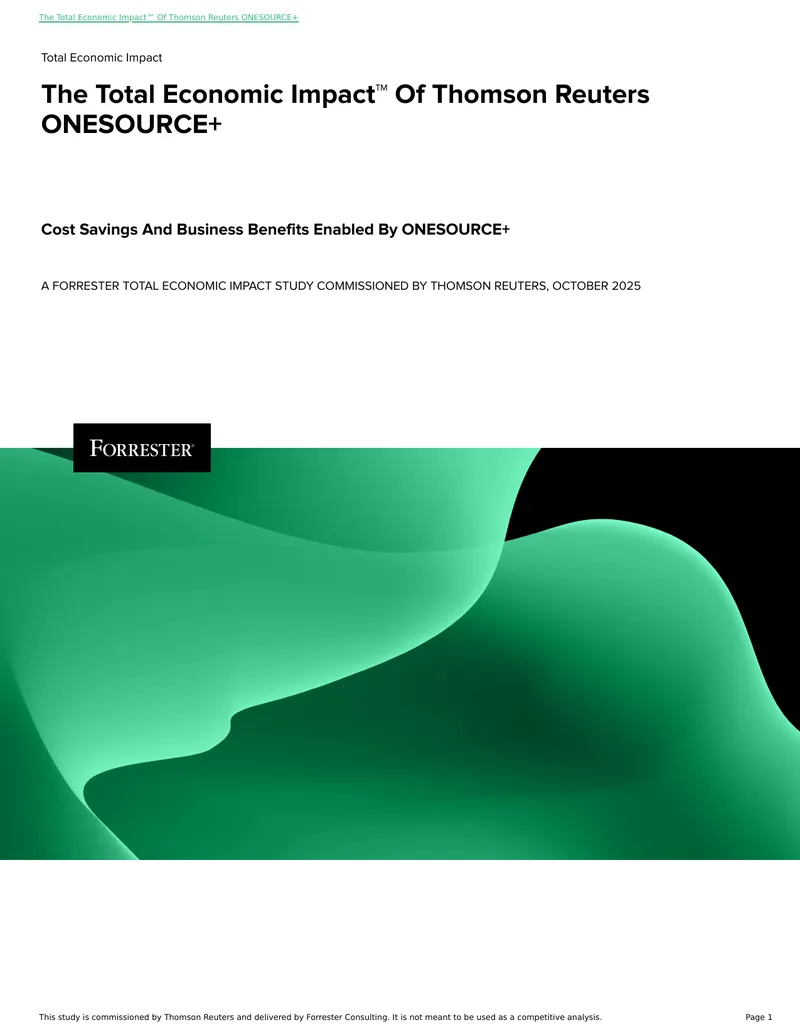 Total Economic Impact Study of Thomson Reuters ONESOURCE+