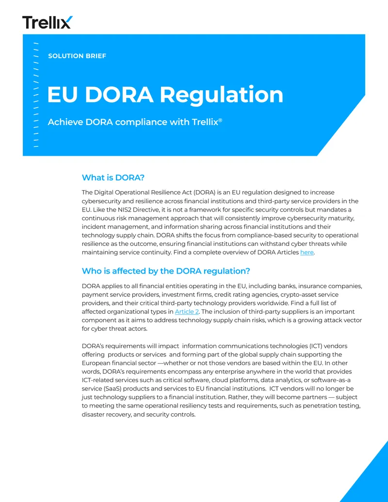 EU DORA Regulation Compliance Overview preview page 1