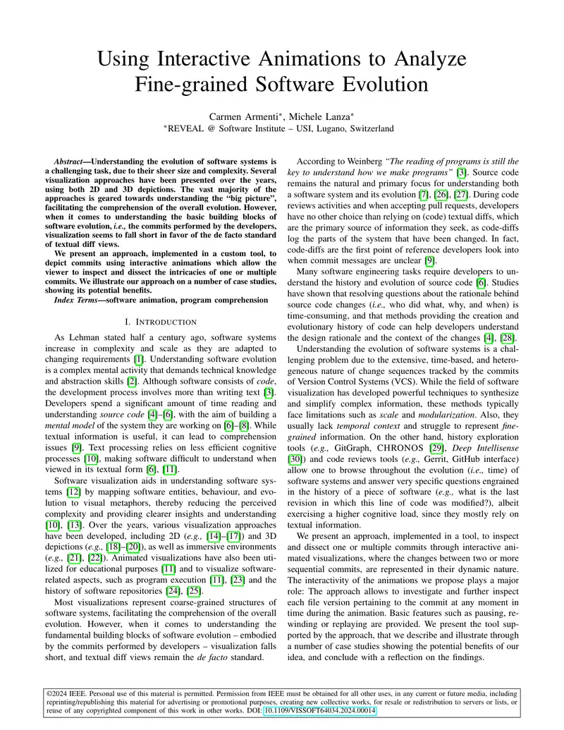 Interactive Animation Approach for Software Evolution Analysis