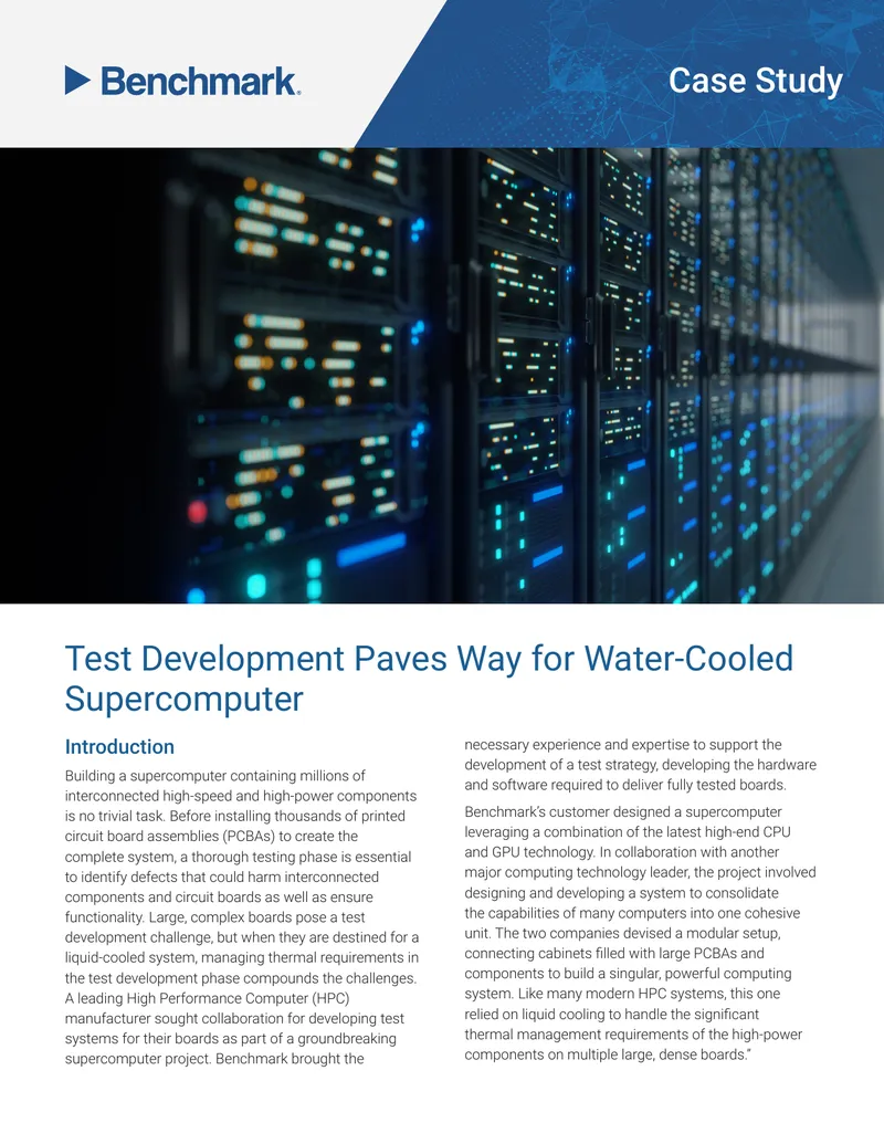 Test Development for Water-Cooled Supercomputer