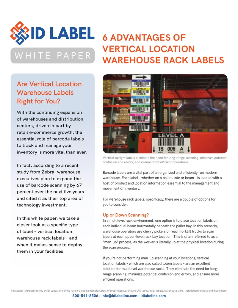 Vertical Location Warehouse Rack Labels Overview