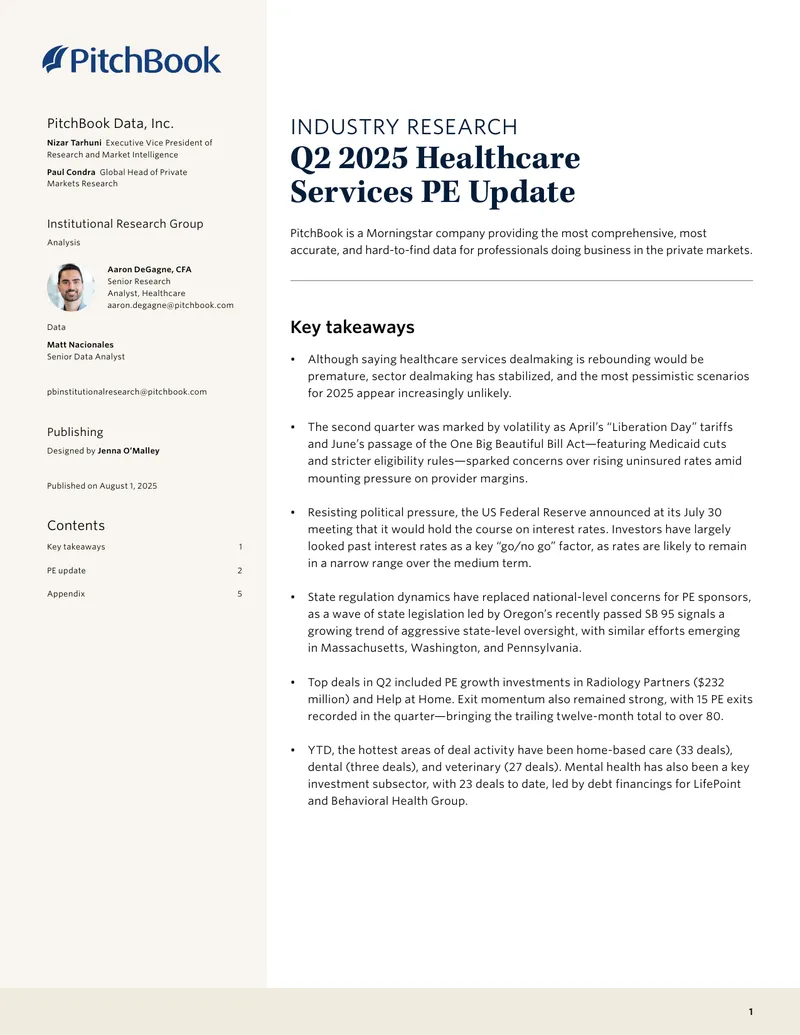 Q2 2025 Healthcare Services Private Equity Update
