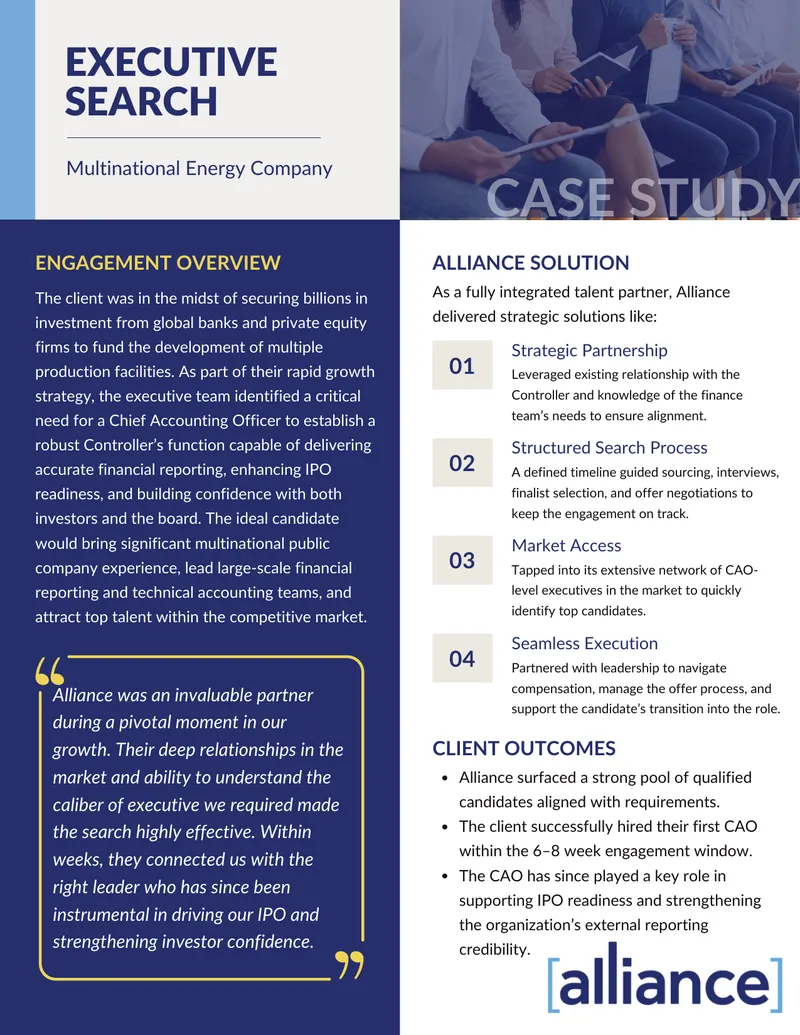 Multinational Energy Company Executive Search Case Study