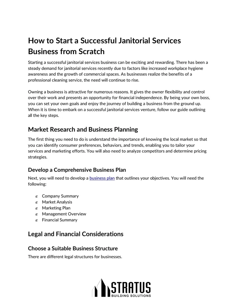 Starting a Successful Janitorial Services Business Guide