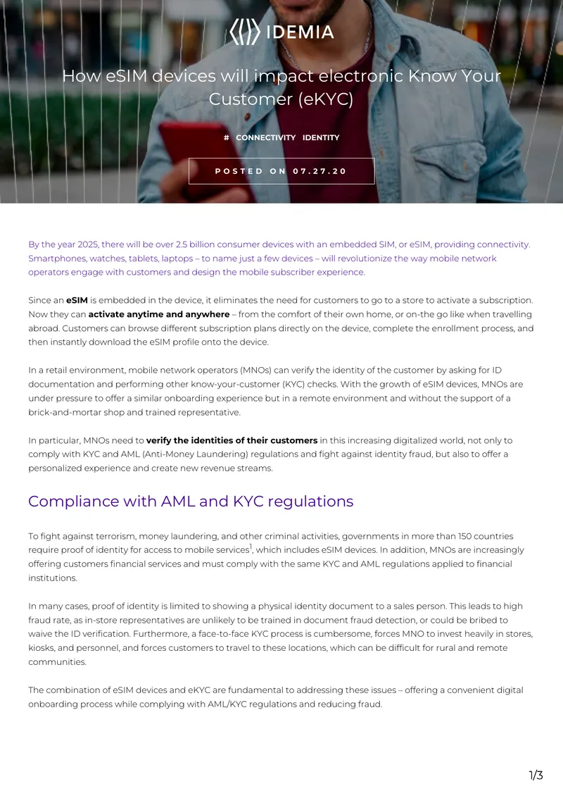 Impact of eSIM on Digital Identity Verification