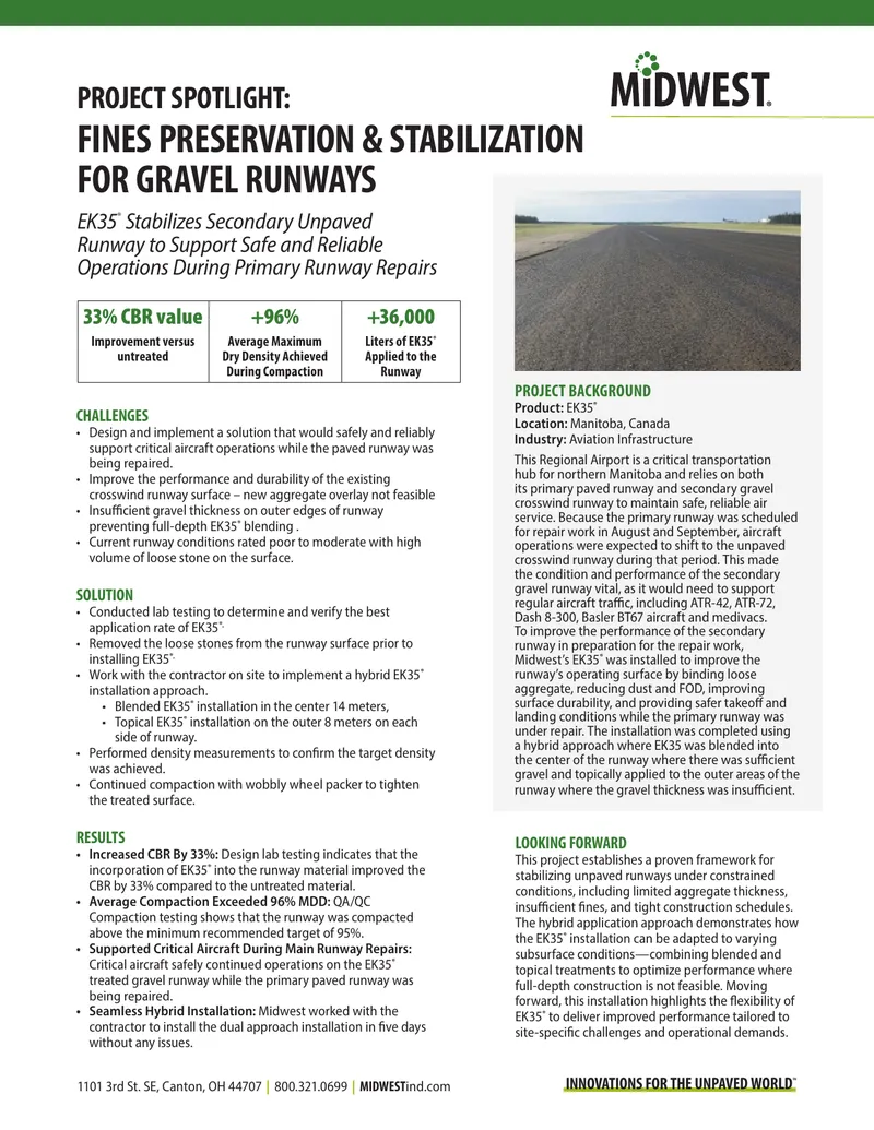 EK35 Stabilization Project for Unpaved Runway