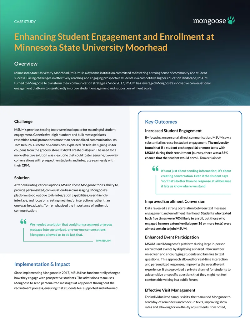 Enhancing Student Engagement and Enrollment at Minnesota State University Moorhead