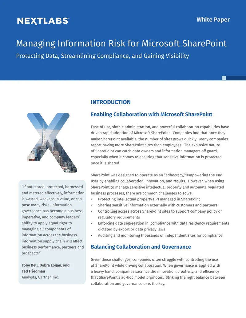 Managing Information Risk for Microsoft SharePoint