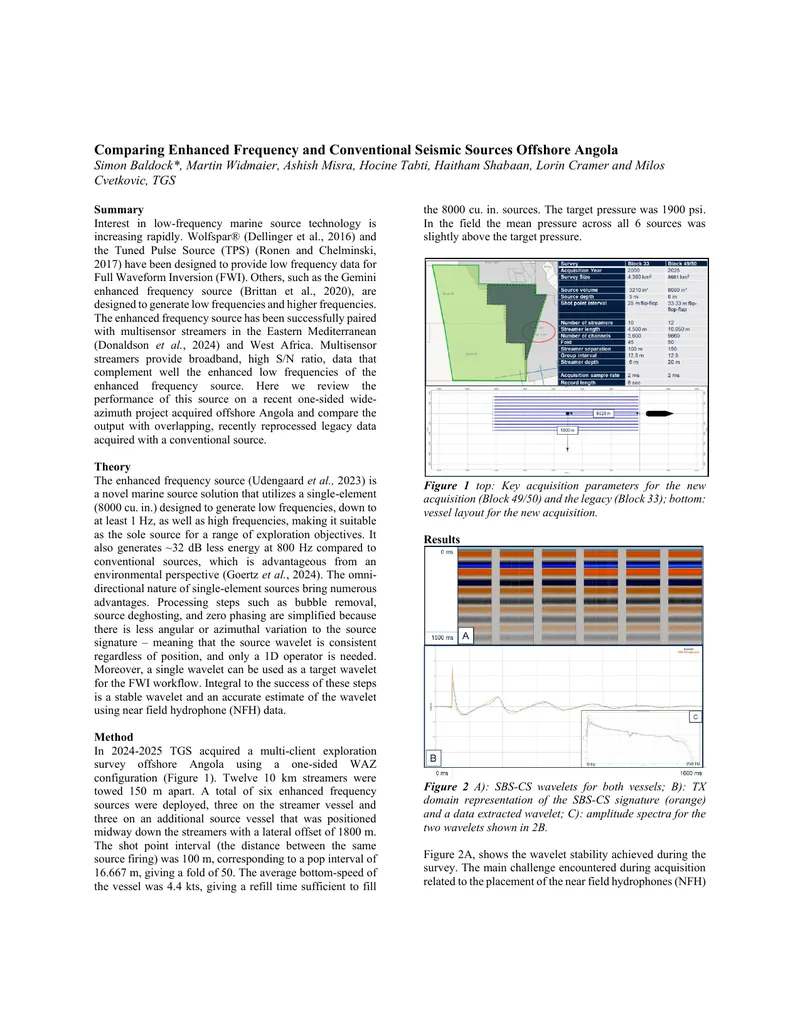 Comparing Enhanced Frequency and Conventional Seismic Sources Offshore Angola