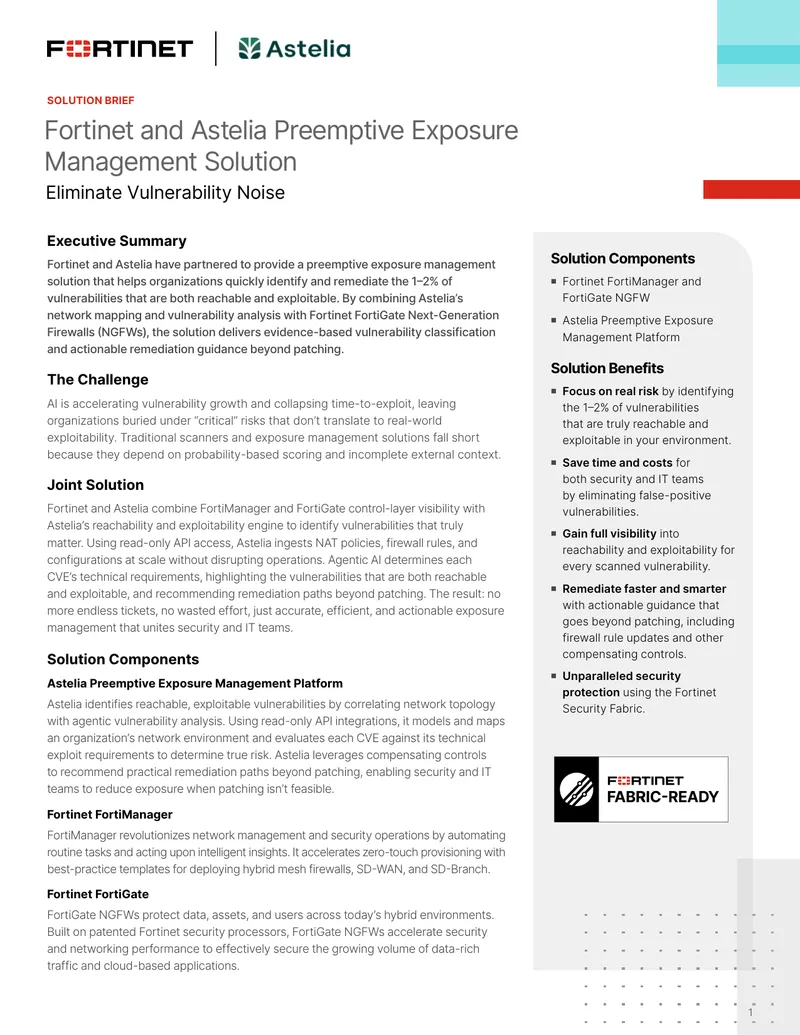 Fortinet and Astelia Preemptive Exposure Management Overview