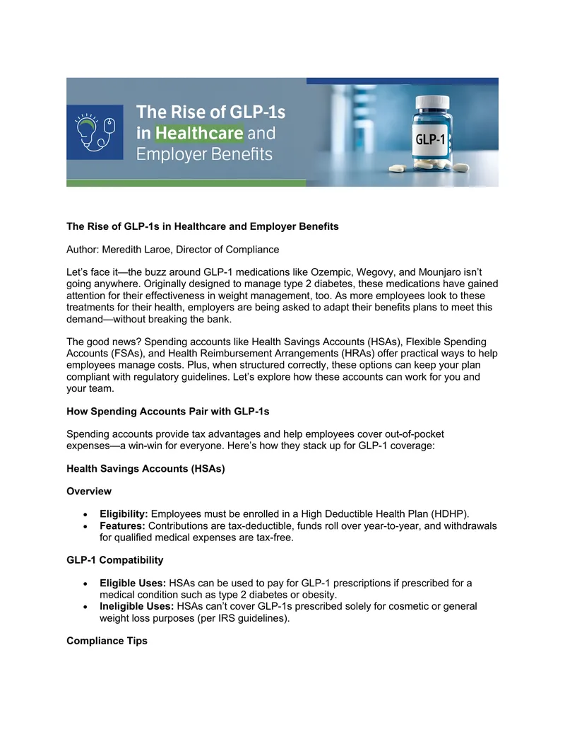 GLP-1 Medications and Employer Benefits Planning