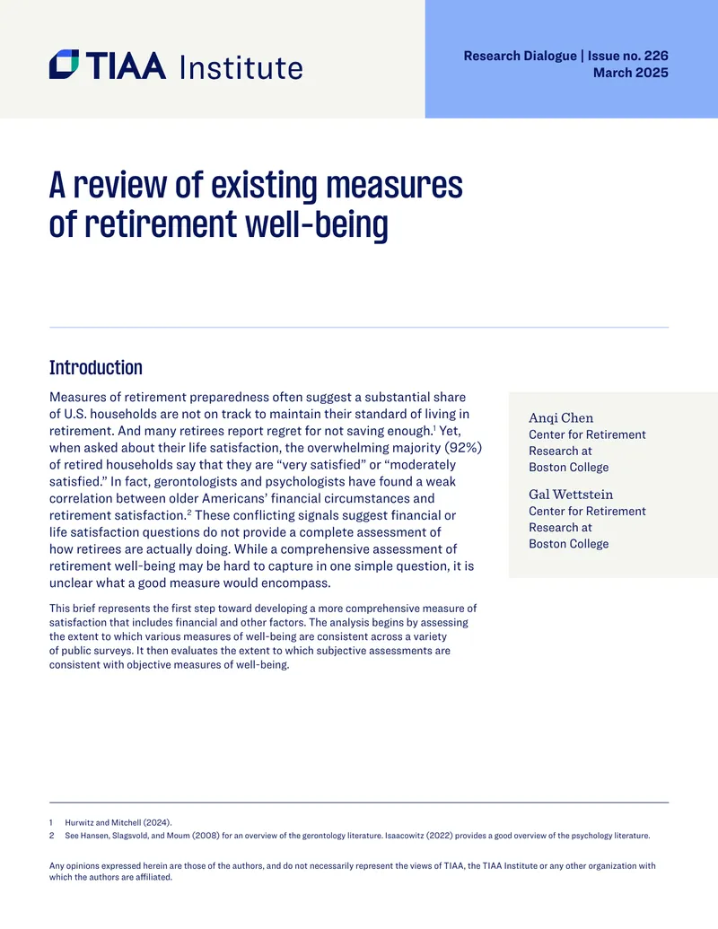 Assessment of Retirement Well-Being Measures