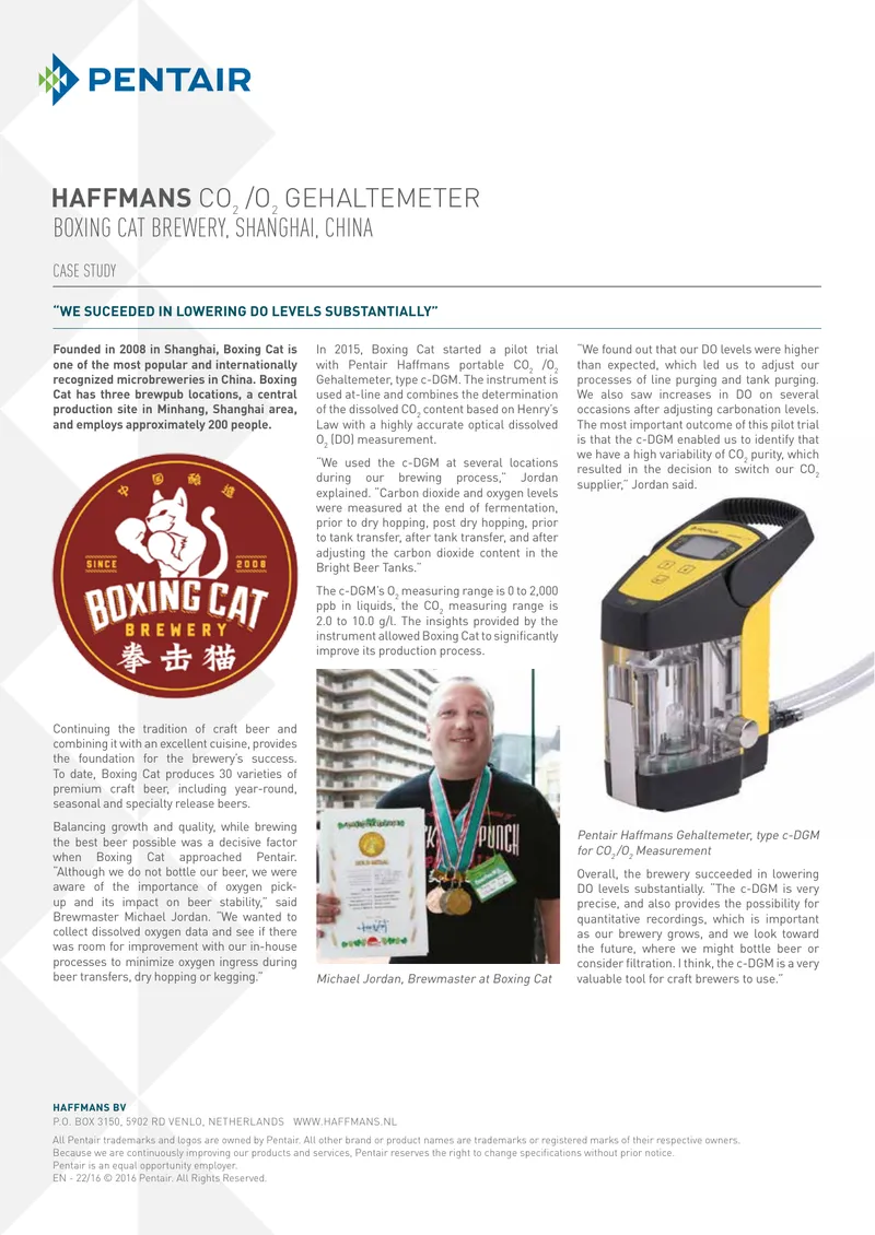 Case Study on CO2/O2 Measurement at Boxing Cat Brewery
