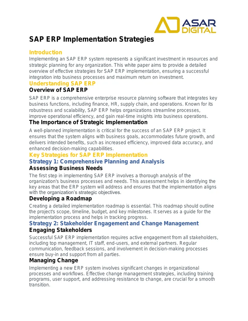 SAP ERP Implementation Strategies preview page 1