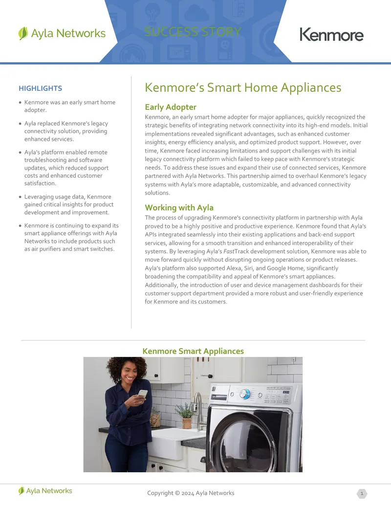 Kenmore's Partnership with Ayla Networks for Smart Appliances