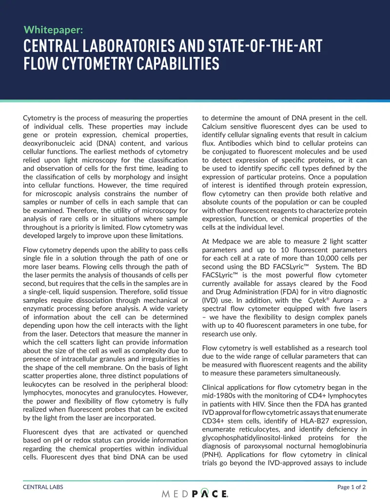 Flow Cytometry Capabilities in Clinical Trials