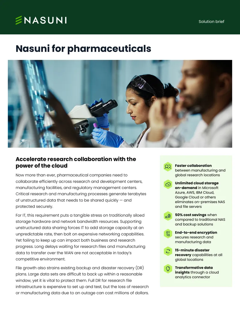 Nasuni Cloud File Storage for Pharmaceuticals