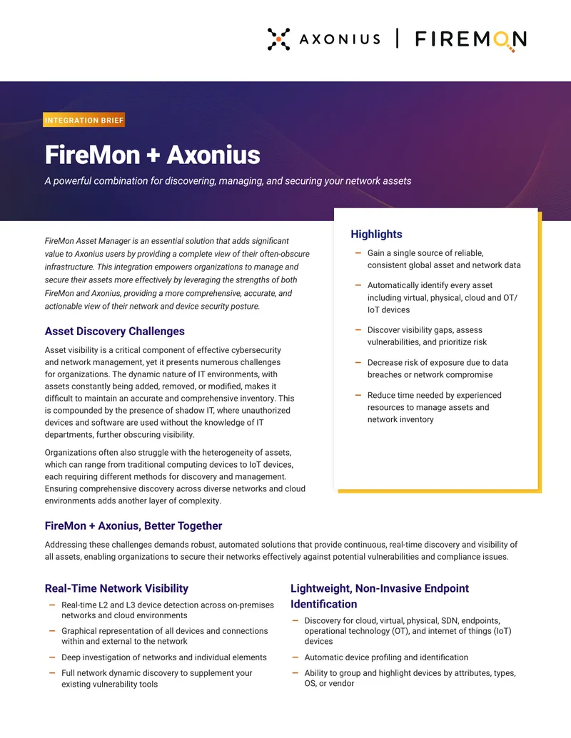 FireMon and Axonius Integration Brief