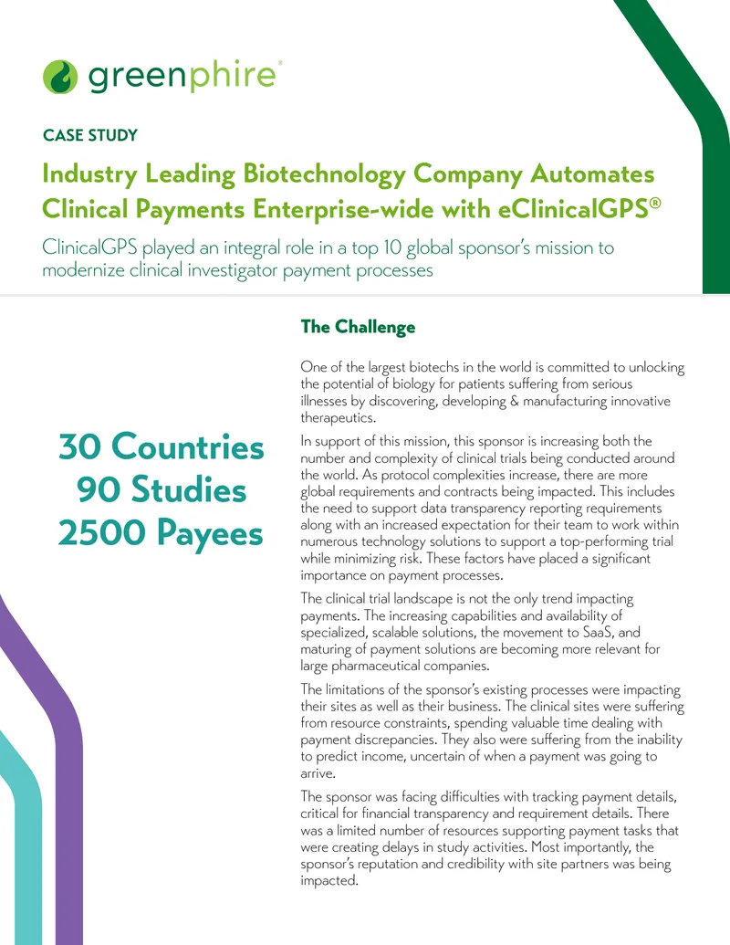 Biotechnology Company Automates Clinical Payments with eClinicalGPS