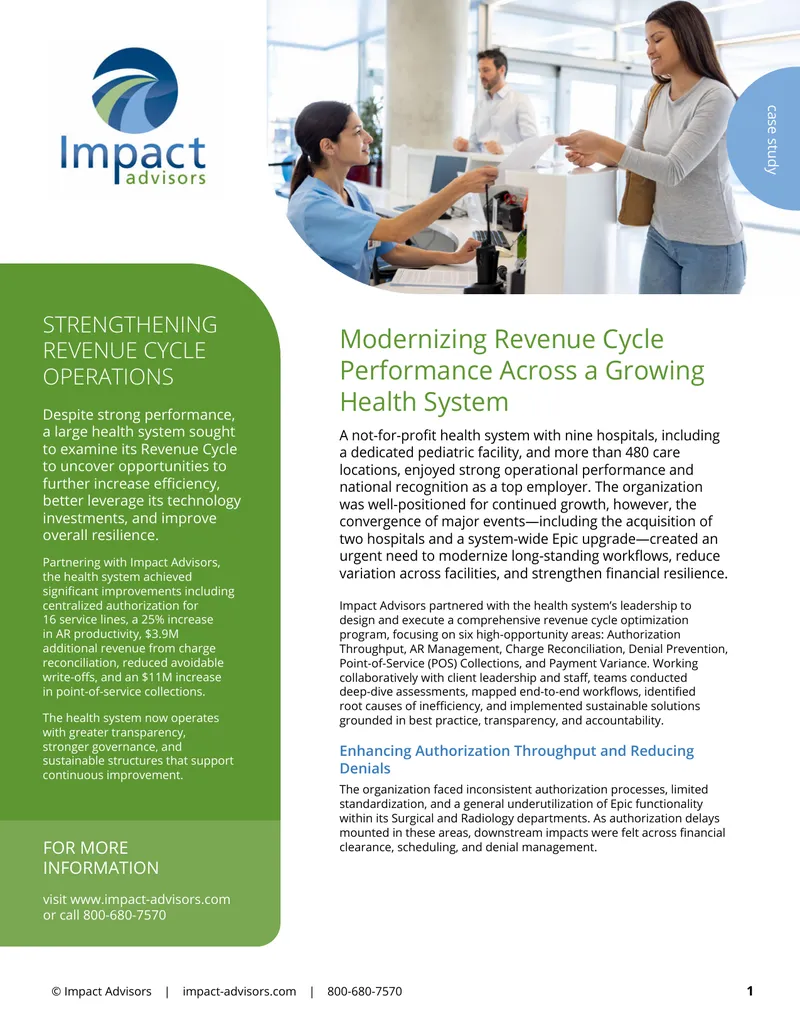 Modernizing Revenue Cycle Performance in Health Systems