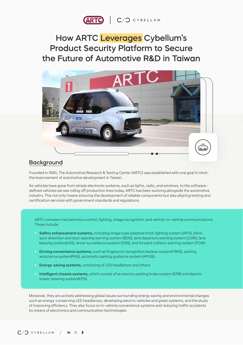ARTC and Cybellum Product Security Platform Collaboration