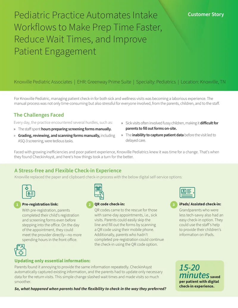Pediatric Practice Digital Check-in Workflow Enhancement