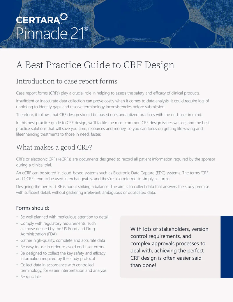 Best Practice Guide to Case Report Form Design