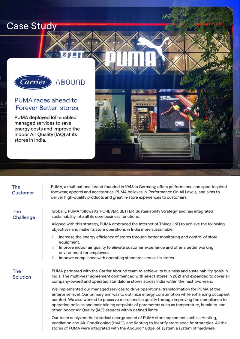 PUMA IoT-Enabled Managed Services Case Study