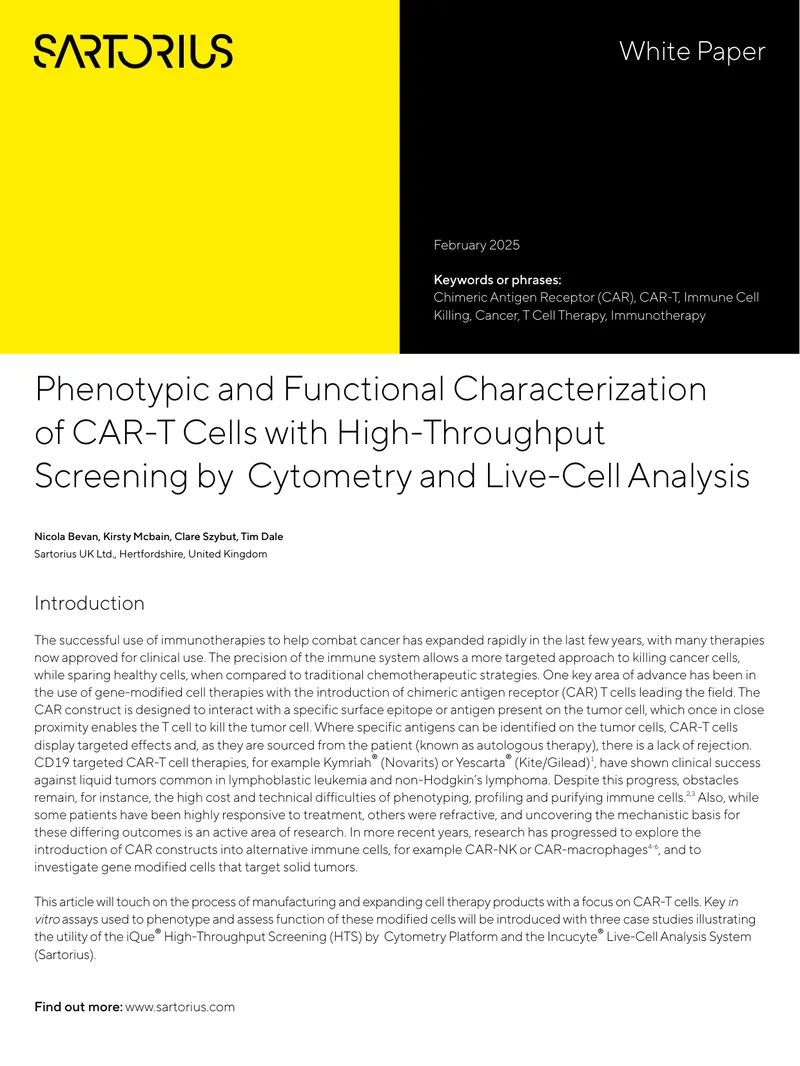 Phenotypic and Functional Characterization of CAR-T Cells