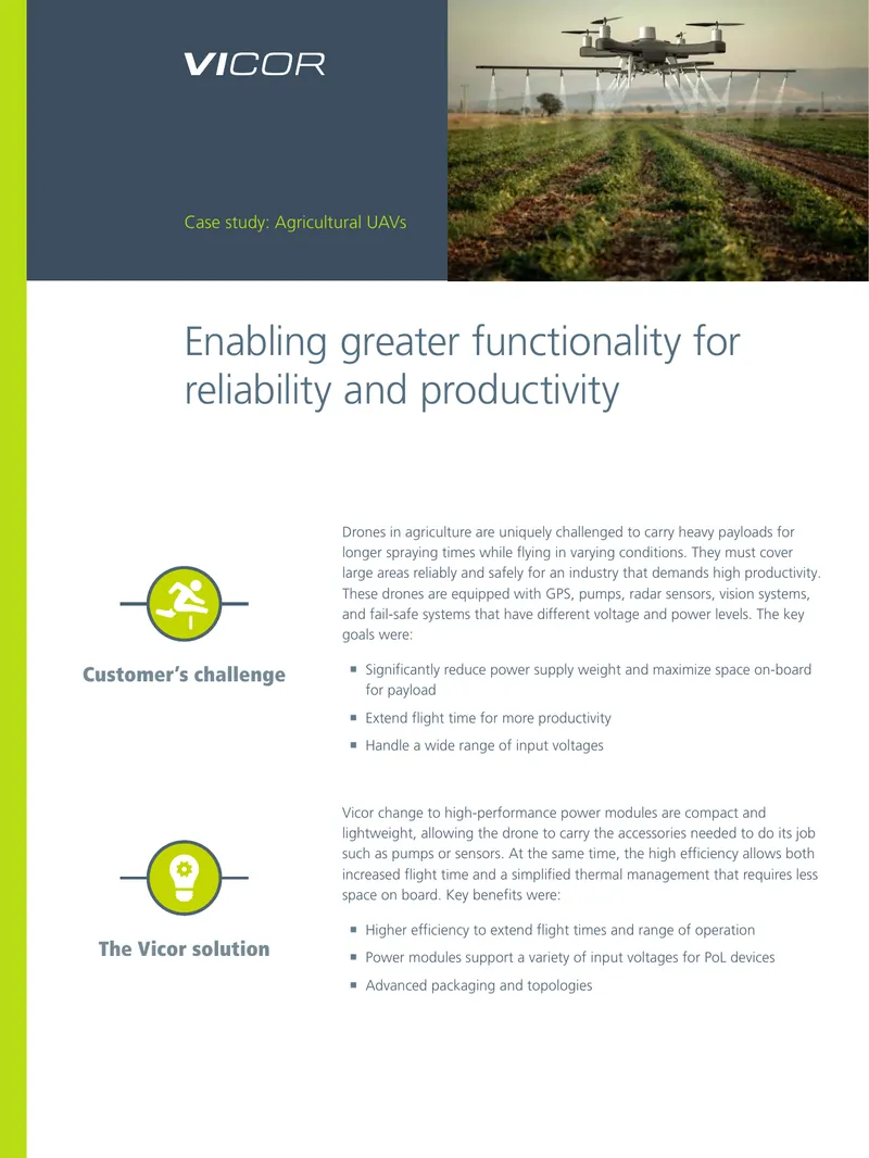 Power Solutions for Agricultural Drones