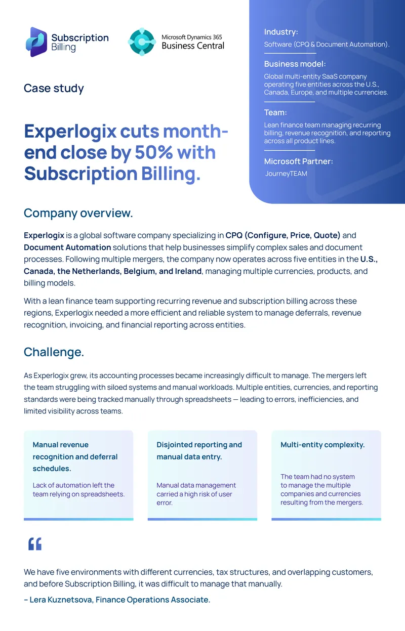 Experlogix Subscription Billing Implementation Case Study