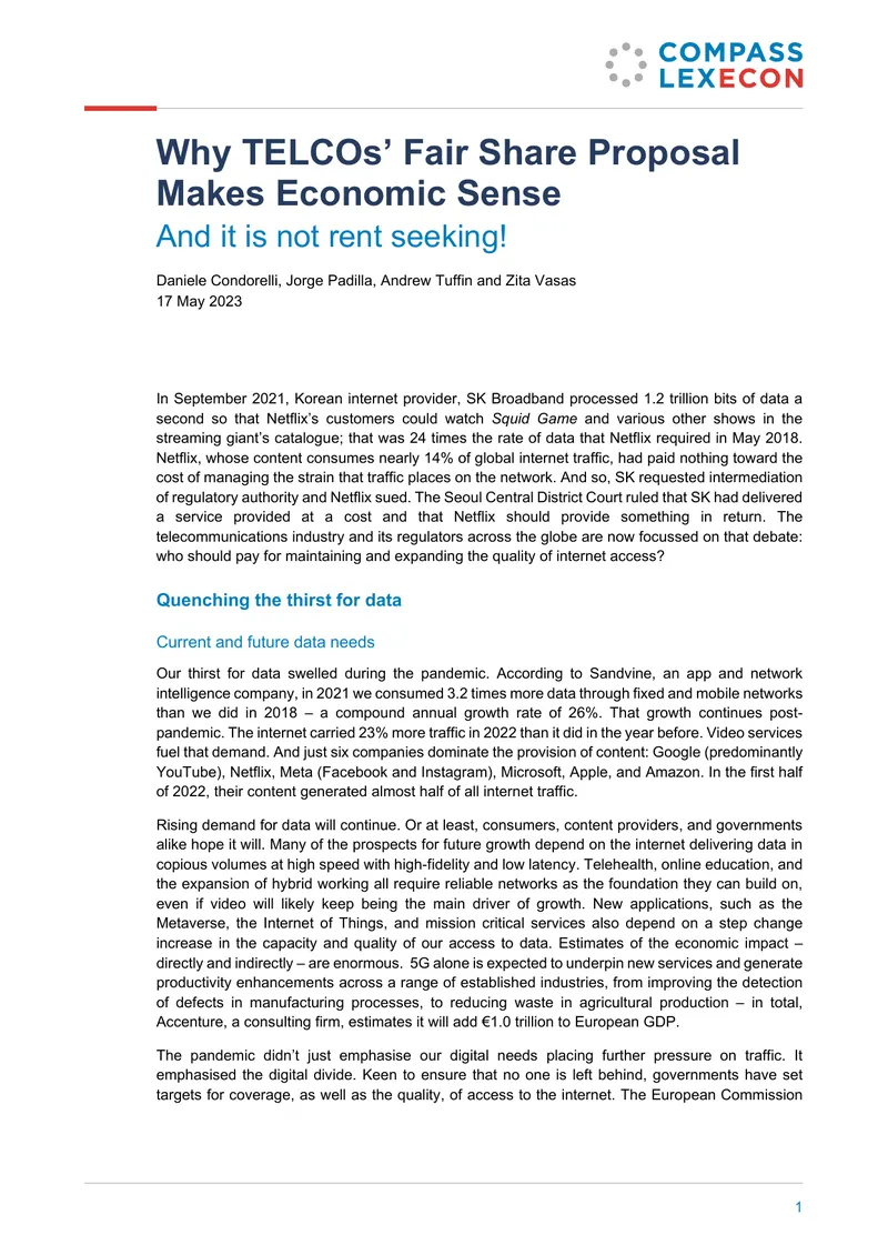 Economic Implications of TELCOs' Fair Share Proposal