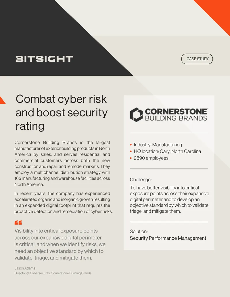 Cyber Risk Management Case Study for Cornerstone Building Brands