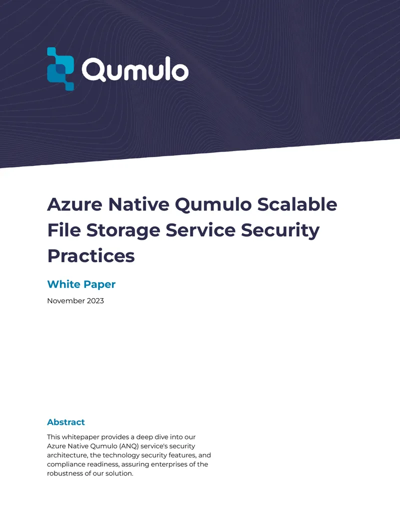 Azure Native Qumulo Scalable File Storage Security Practices preview page 1