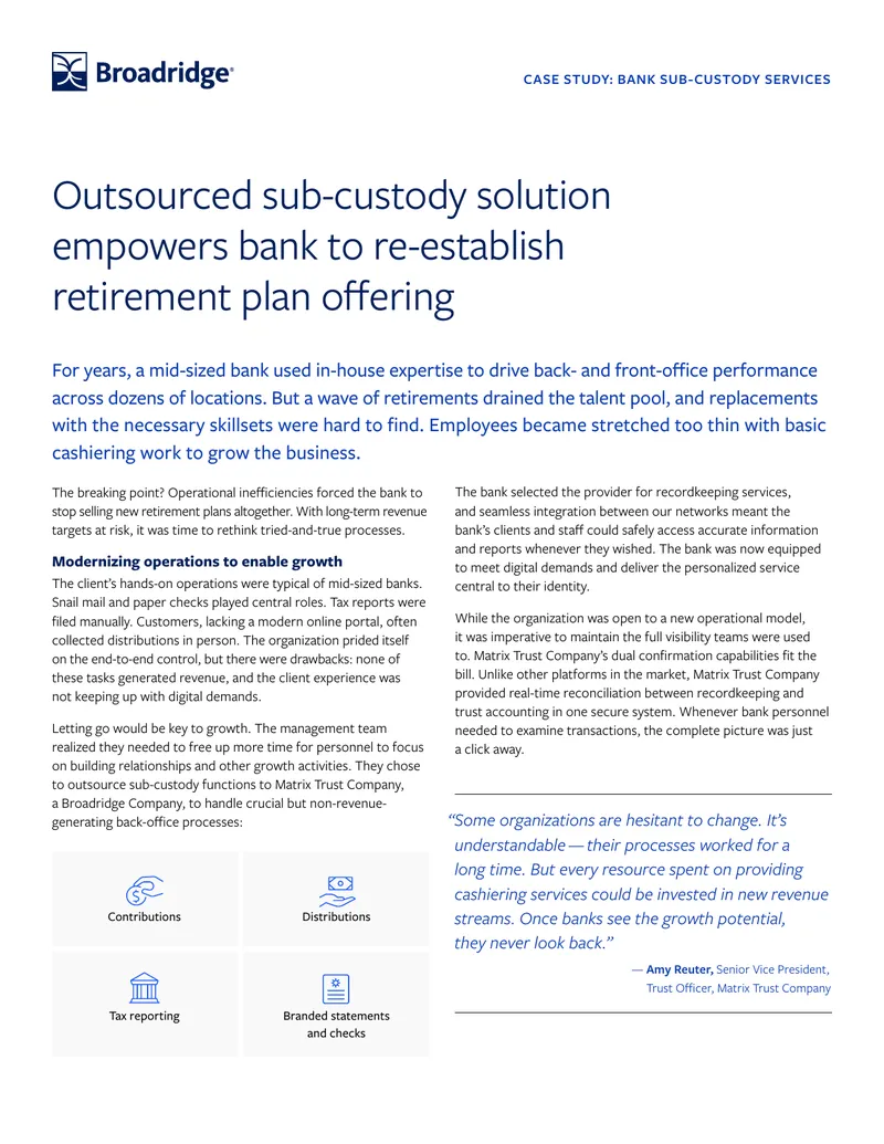 Case Study on Bank Sub-Custody Services
