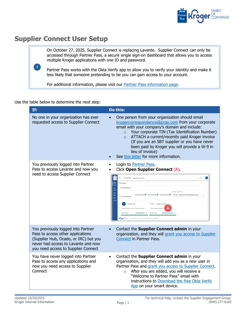 Supplier Connect User Setup Instructions
