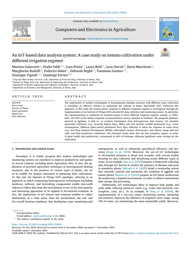 IoT-Based Data Analysis System for Tomato Cultivation