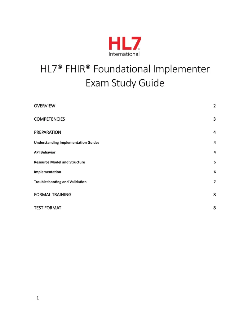HL7 FHIR Foundational Implementer Exam Study Guide
