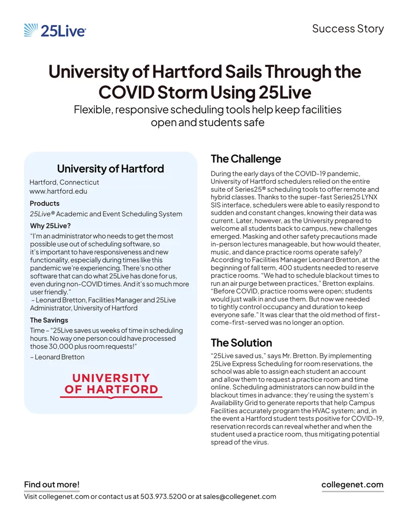 University of Hartford Scheduling System Implementation