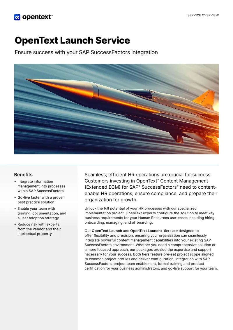 OpenText Launch Service for SAP SuccessFactors Integration