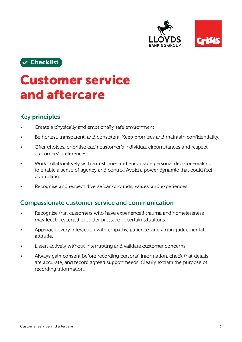 Customer Service and Aftercare Guidelines