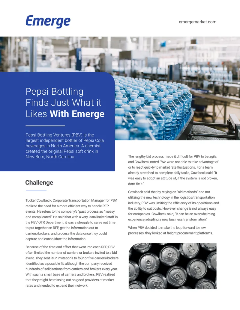 Pepsi Bottling Ventures Implements Emerge RFP Platform