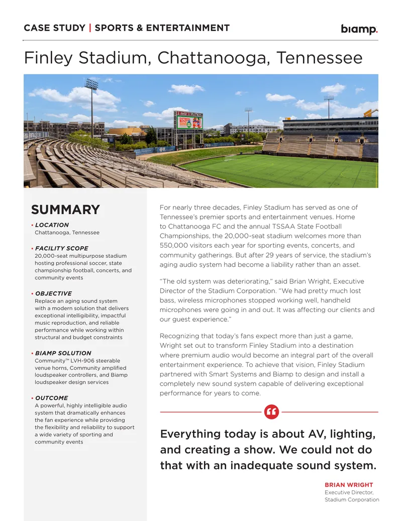 Finley Stadium Audio System Upgrade Case Study
