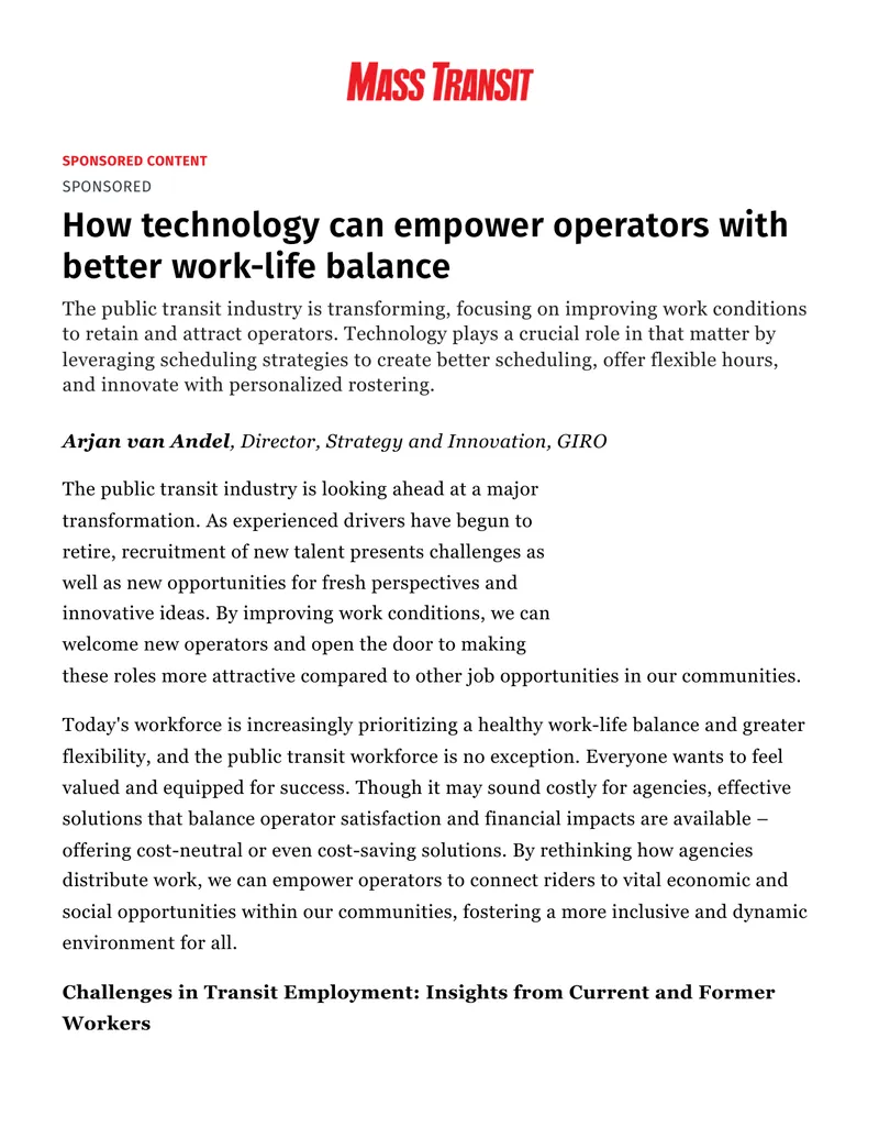 Empowering Transit Operators with Technology