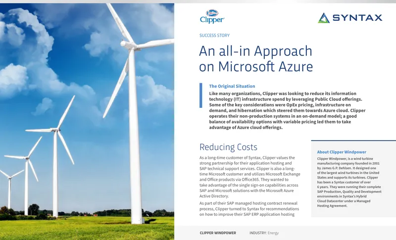 Clipper Windpower SAP Migration to Microsoft Azure