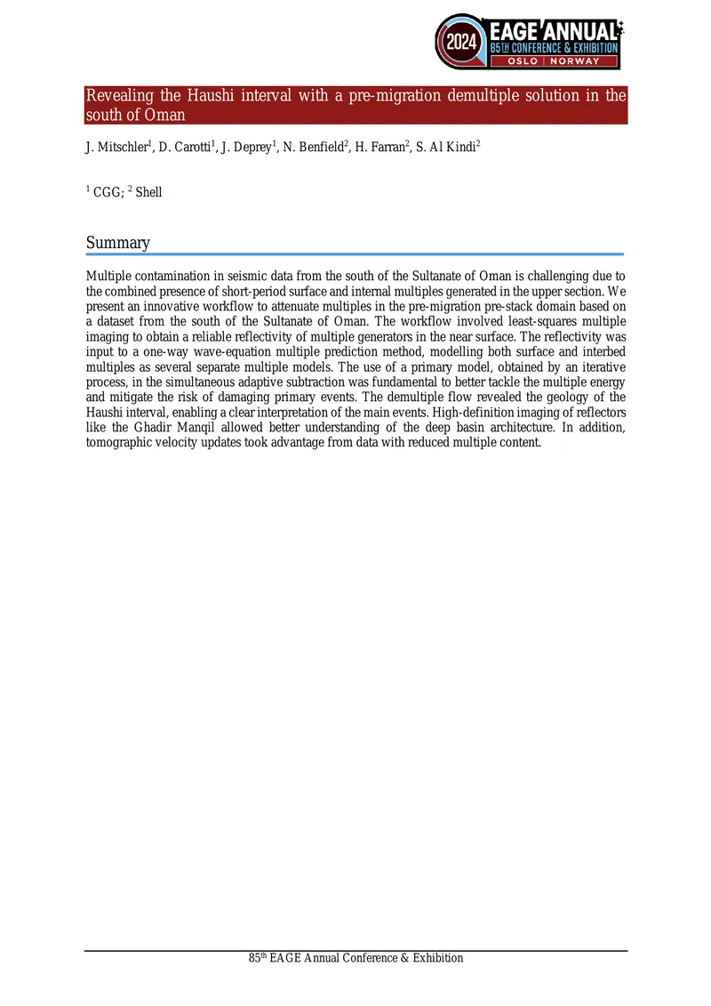 Pre-Migration Demultiple Solution for Seismic Data