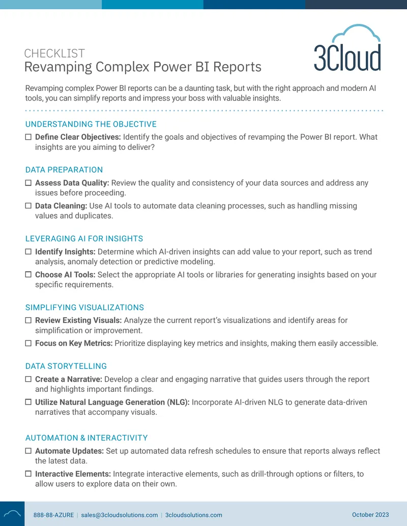 Checklist for Revamping Complex Power BI Reports