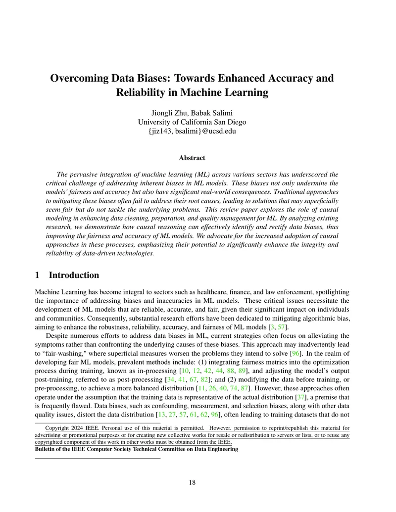 Addressing Data Biases in Machine Learning Models