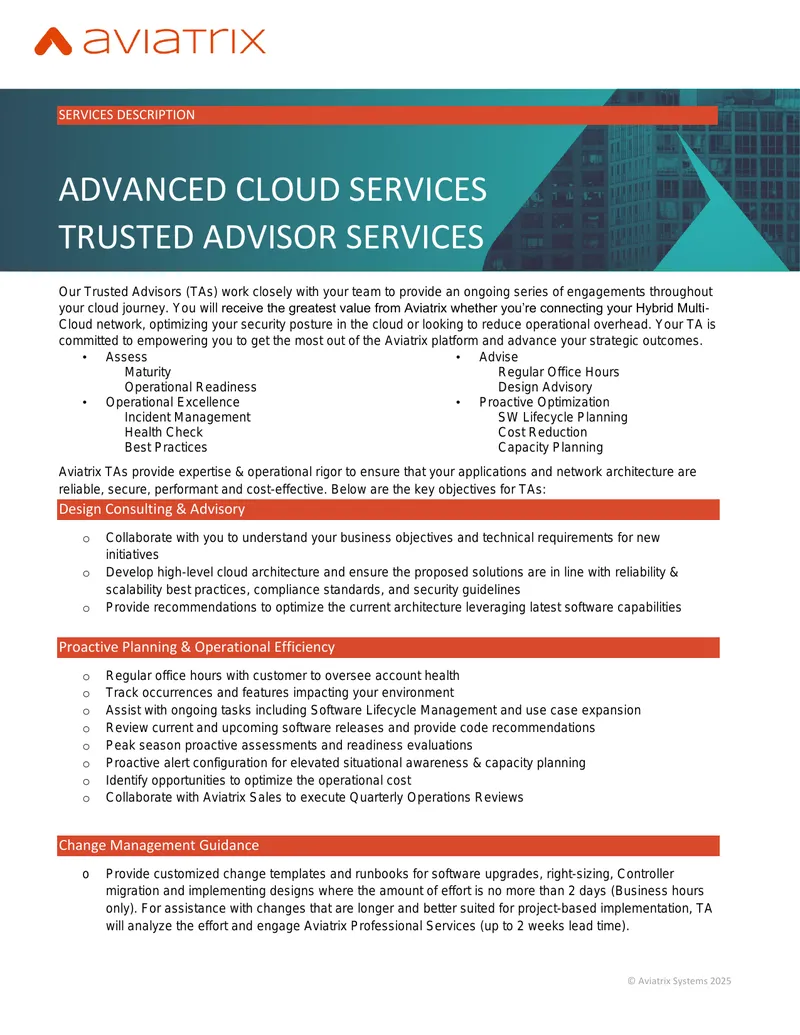 Trusted Advisor Services for Cloud Optimization