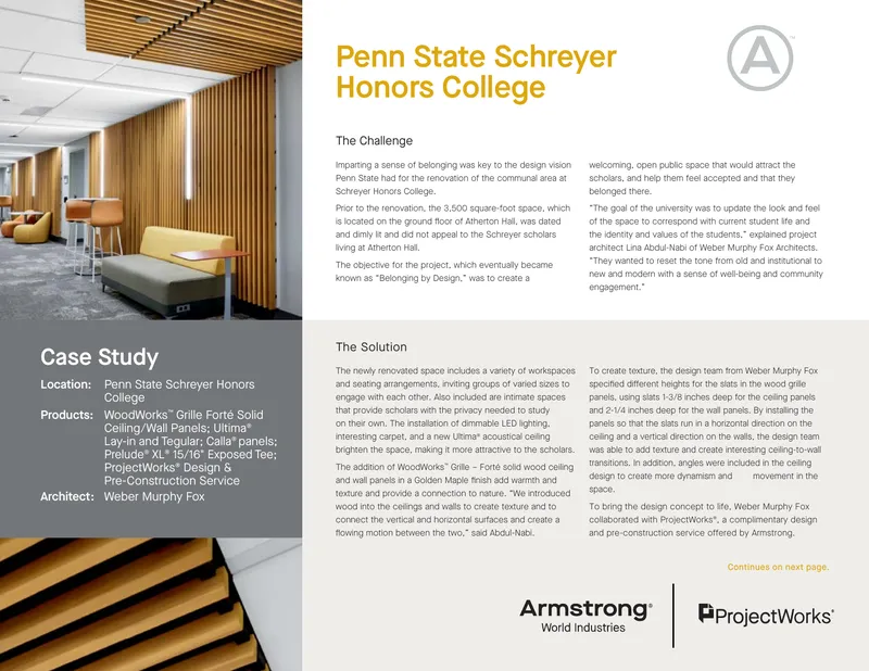 Renovation of Communal Area at Schreyer Honors College